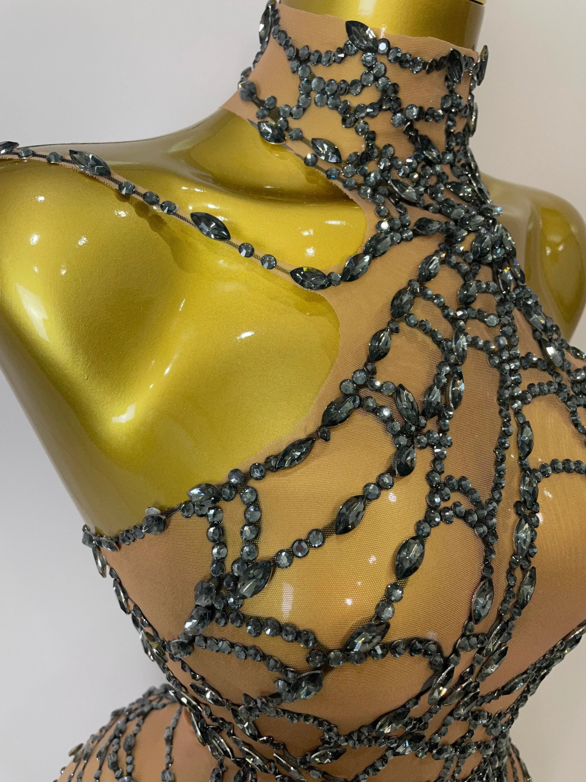 Women Sparkly Diamond Sexy Mesh Jumpsuit Nightclub Bar Party Show Gogo Dancer Clothing Drag Queen Outfit Stage Costume