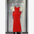 Stereoscopic Flower Sexy Off The Shoulder Ankle Lenght Bandage Dress Woman Birthday Party Vestido Celebrity Party Outfit