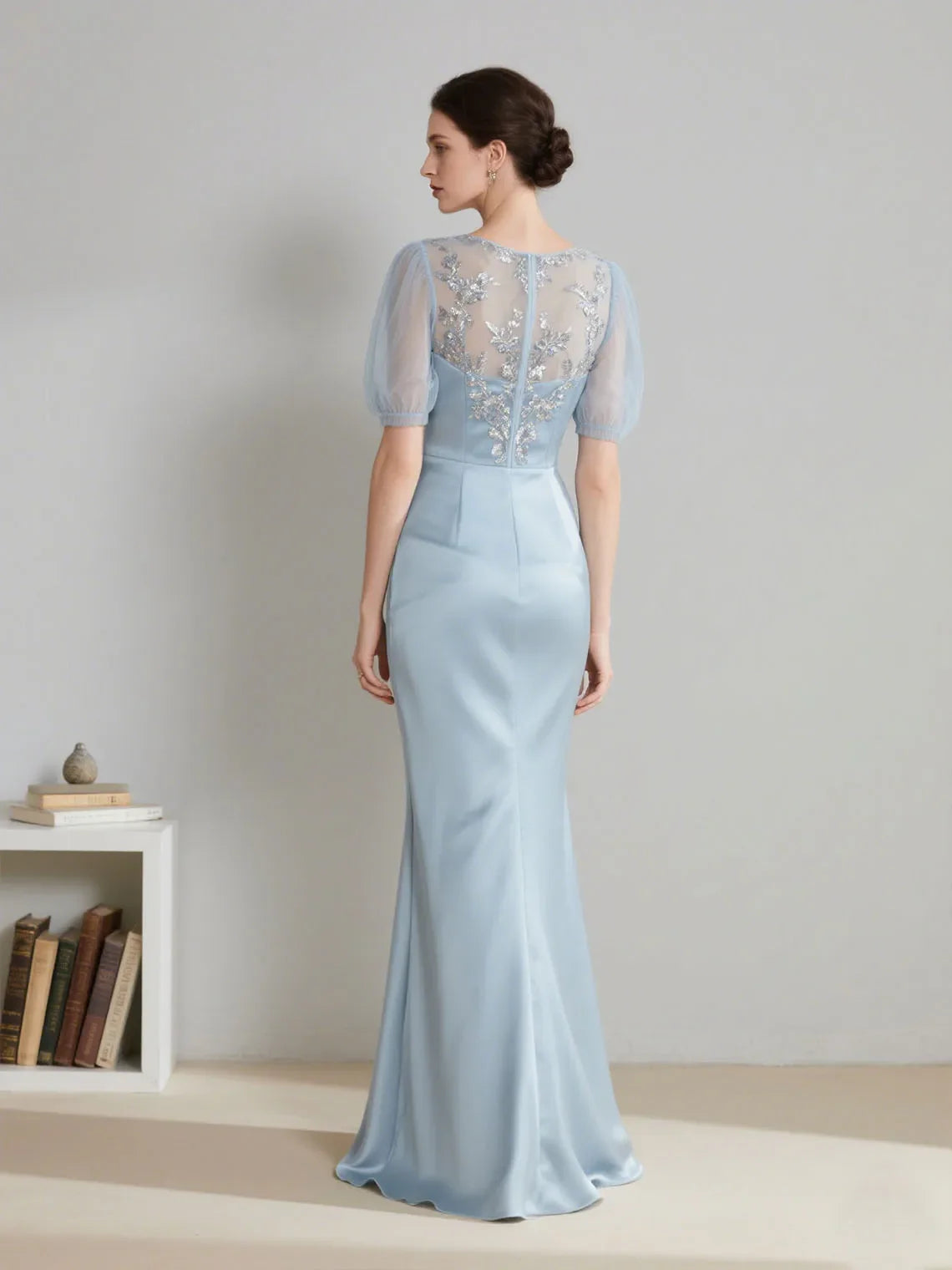 Mother Of The Bride Gown - Sexy Mermaid Wedding Party Dress Floor Length Scoop Neck Half Sleeve Appliques Mother of the Bride Gown 2025 Free Customized