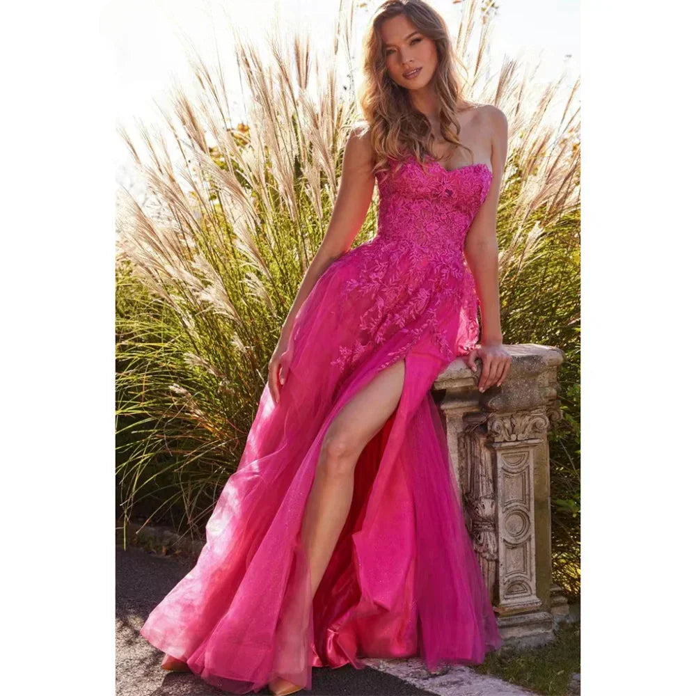 Prom Party Cocktail Evening Dresses Ball Gowns Dresses for Special Events Women's Evening Dress Gown Gala Dress Woman Customized fuchsia