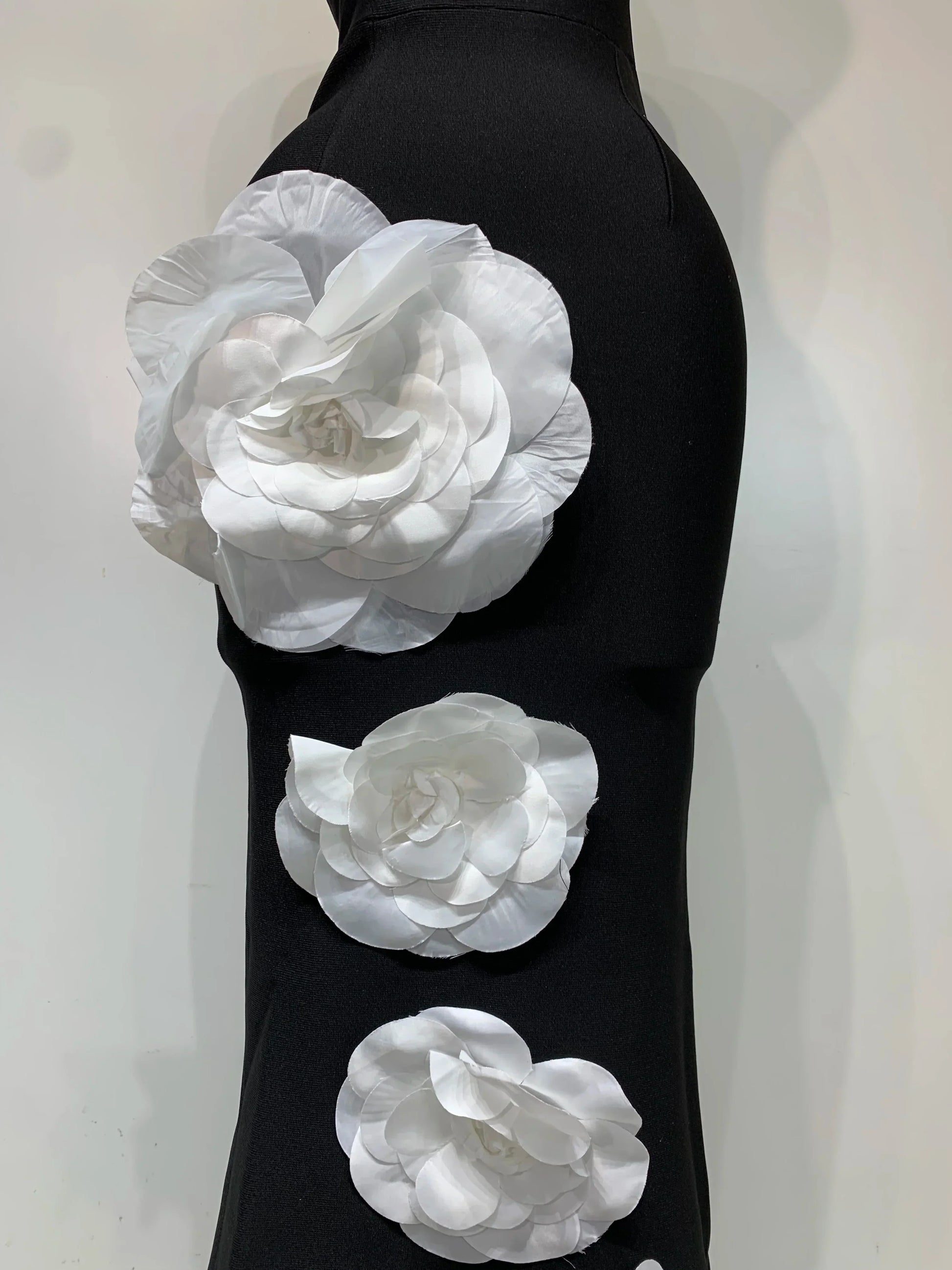 Women Sexy Strapless Backless Flower Maxi Long Bandage Dress Knitted Celebrity Elegant Evening Club Party Birthday Dresses