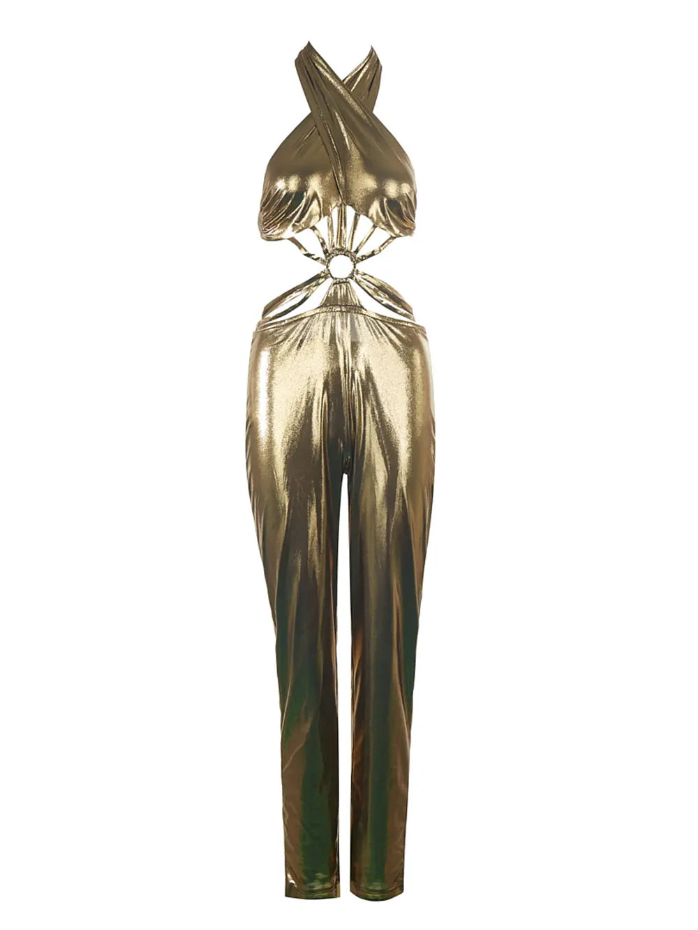 2024 Sexy Women Jumpsuit With Neck Tie Sleeveless Waist Design Tight Fitting Backless Jumpsuit Celebrity Cocktail Party Jumpsuit