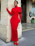 2024 Elegant Women Christmas Bandage Dress Stand Collar Patchwork Long Sleeve Bodycon Long Dress Cocktail Evening Party Vestidos