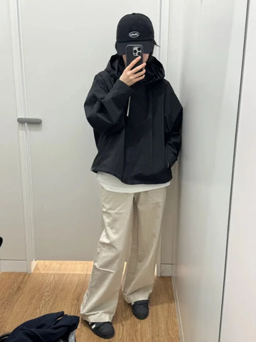 Stand Collar Drawstring Pilot Jackets Women Casual Long Sleeve Waist Cinching Zipper Pockets Coat New Autumn Chic Lady Outerwear