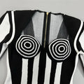 2024 Sexy Women Light Luxury Stripe Dress Strapless Long Sleeve Bodycon Mini Dress Celebrity Cocktail Club Evening Party Vestido