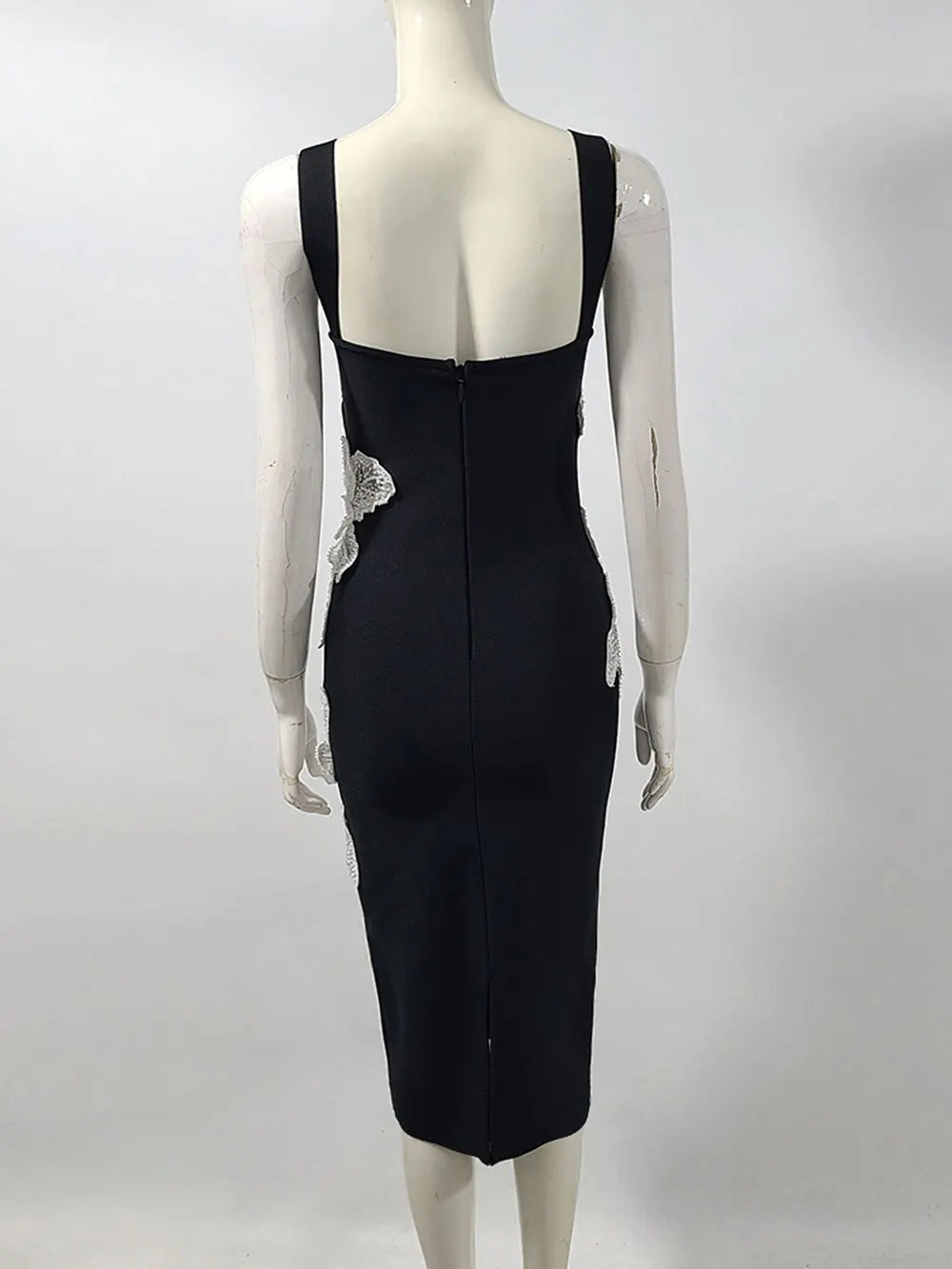 2025 Elegant Women's 3D Flower Design Bandage Dress Camisole Sleeveless Bodycon Knee length Dress Cocktail Banquet Dress Vestido