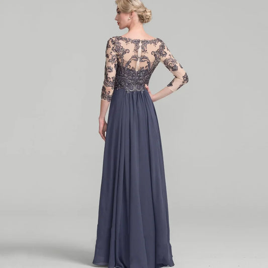 Mother Of The Bride Dress - V Neck Crystal Evening Gowns Elegant A Line Bride Party Dress Lace robes invitée mariage