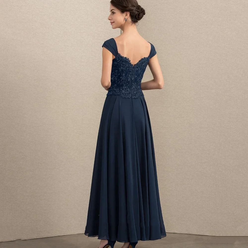 Mother Of The Bride Dress - Custom Formal Mother of Dresses Evening Gowns Long Sleeves A Line Elegant Bride Party Dress Lace Applique robes invitée mariage