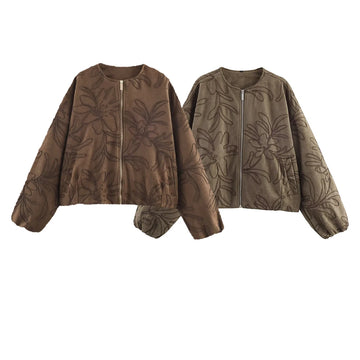 European and American Style 2025 Winter New Women's Casual Faux Fur Embroidered Pilot Jacket Coat