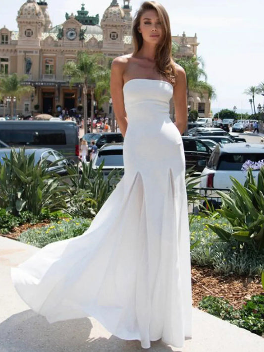 2025 Sexy Women'S Mesh Patchwork Bandage Dress Strapless Sleeveless Backless A-Line Pleated Long Dress For Evening Party Vestido