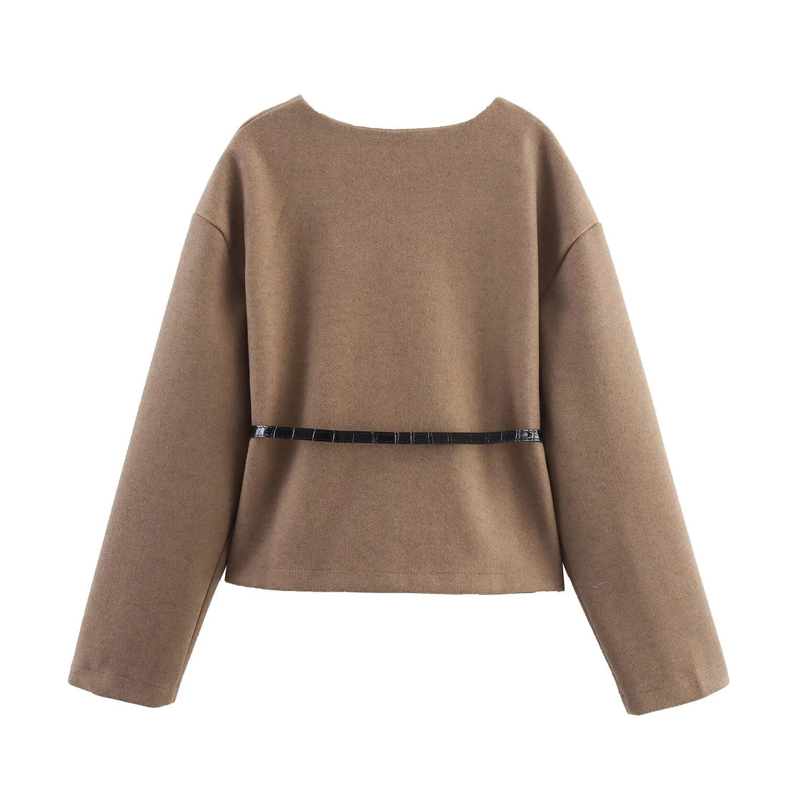 Autumn new women's clothing European and American style fashion with belt soft V-neck long sleeved jacket jacket