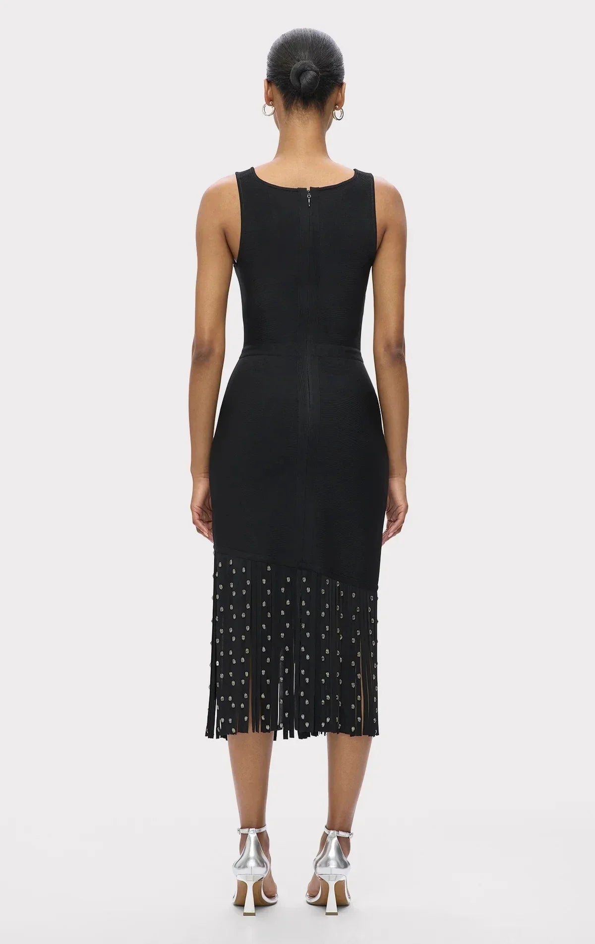 New Fashion Crystal Tassel Temperament Suspender Bodycon Bandage Dress Sexy Midi Evening Party Birthday Dresses Vestidos