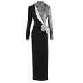 New Arrival Women Long Sleeve Shinning Sequins Florals Bodycon Long Dress Keyhole Celebrate Evening Party Prom Outfit black