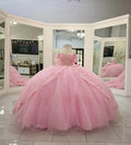 Fluffy Pink Lace Quinceanera Dresses 2025 Masquerade Ball Gown Batas de 15 Quinceañera Debutante Xv Anos Sweet 16 Customized Pink