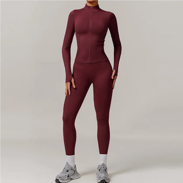 2/3PCS Yoga Set Women Workout Set Seamless Sportswear Gym Clothing Fitness Long Sleeve Crop Top High Waist Leggings Sports Suits