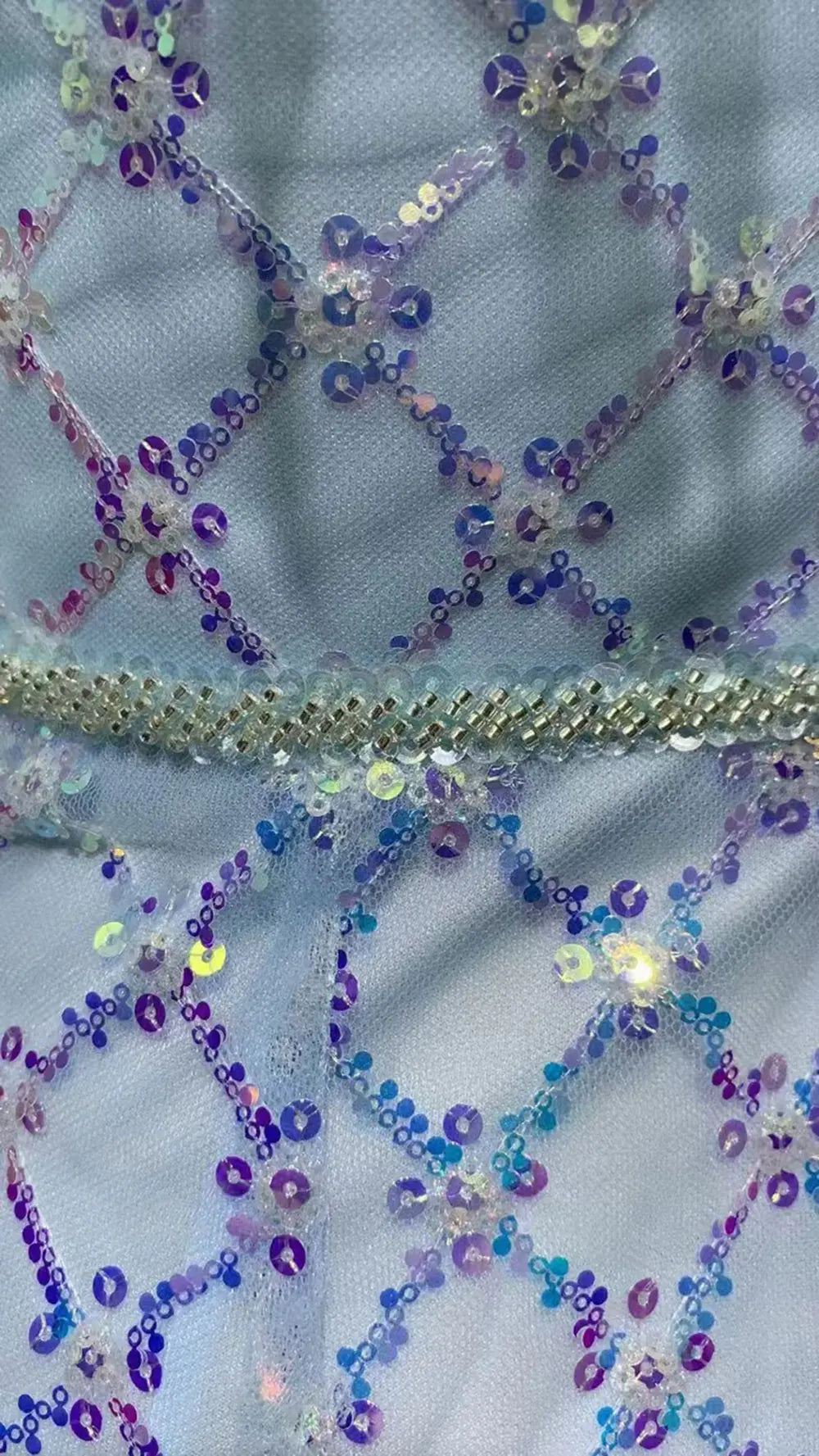 2024 Sexy Women's Light Luxury Blue Sparkle Maxi Dress with One Collar Feather Design Shoulder Buckle Bodycon Long Dress Vestido