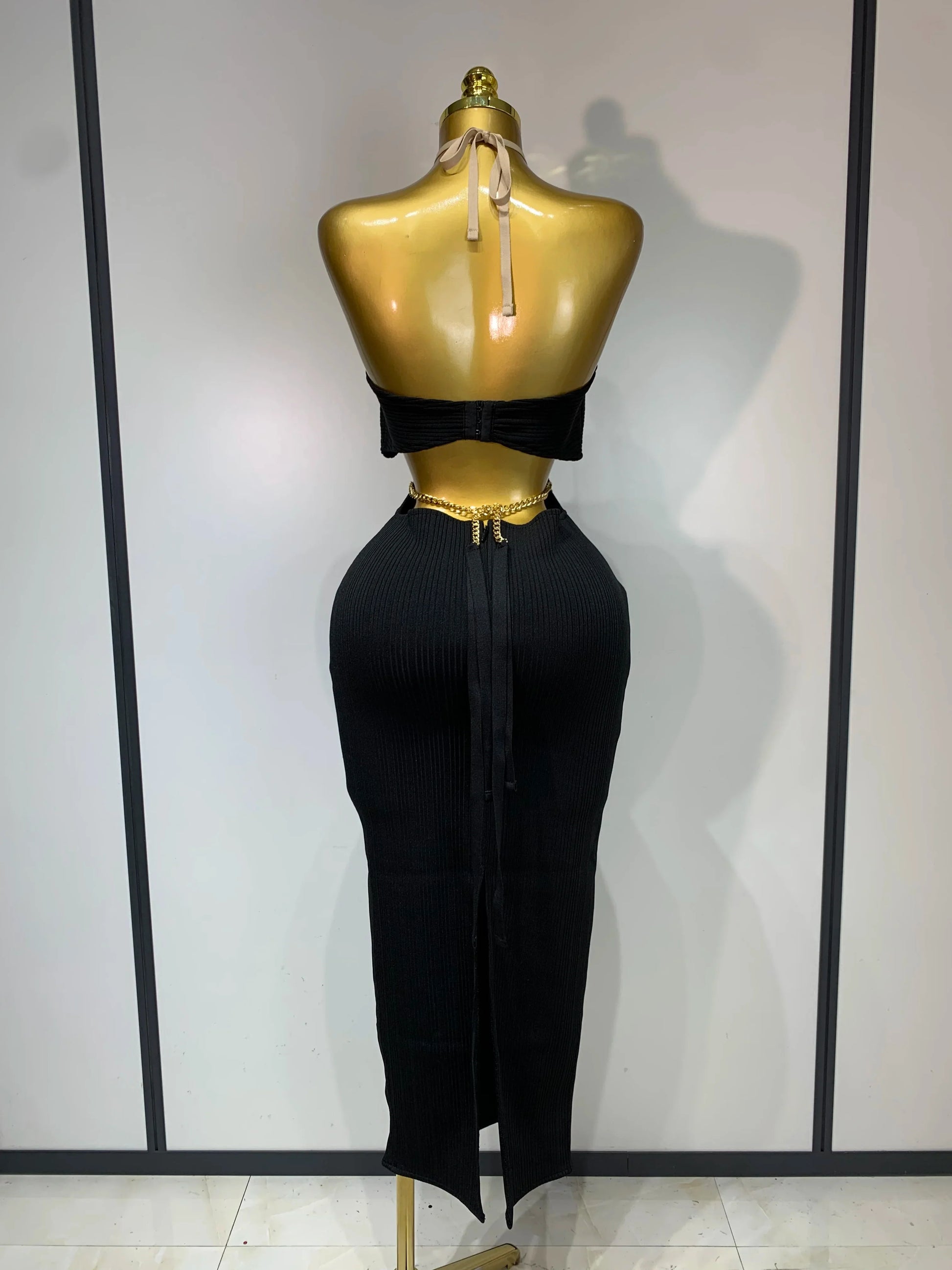 Women Sleeveless Sexy Halter Hollow Out Black Bodycon Long Bandage Dress 2025 Celebrity Elegant Party Luxury Birthday Club Dress