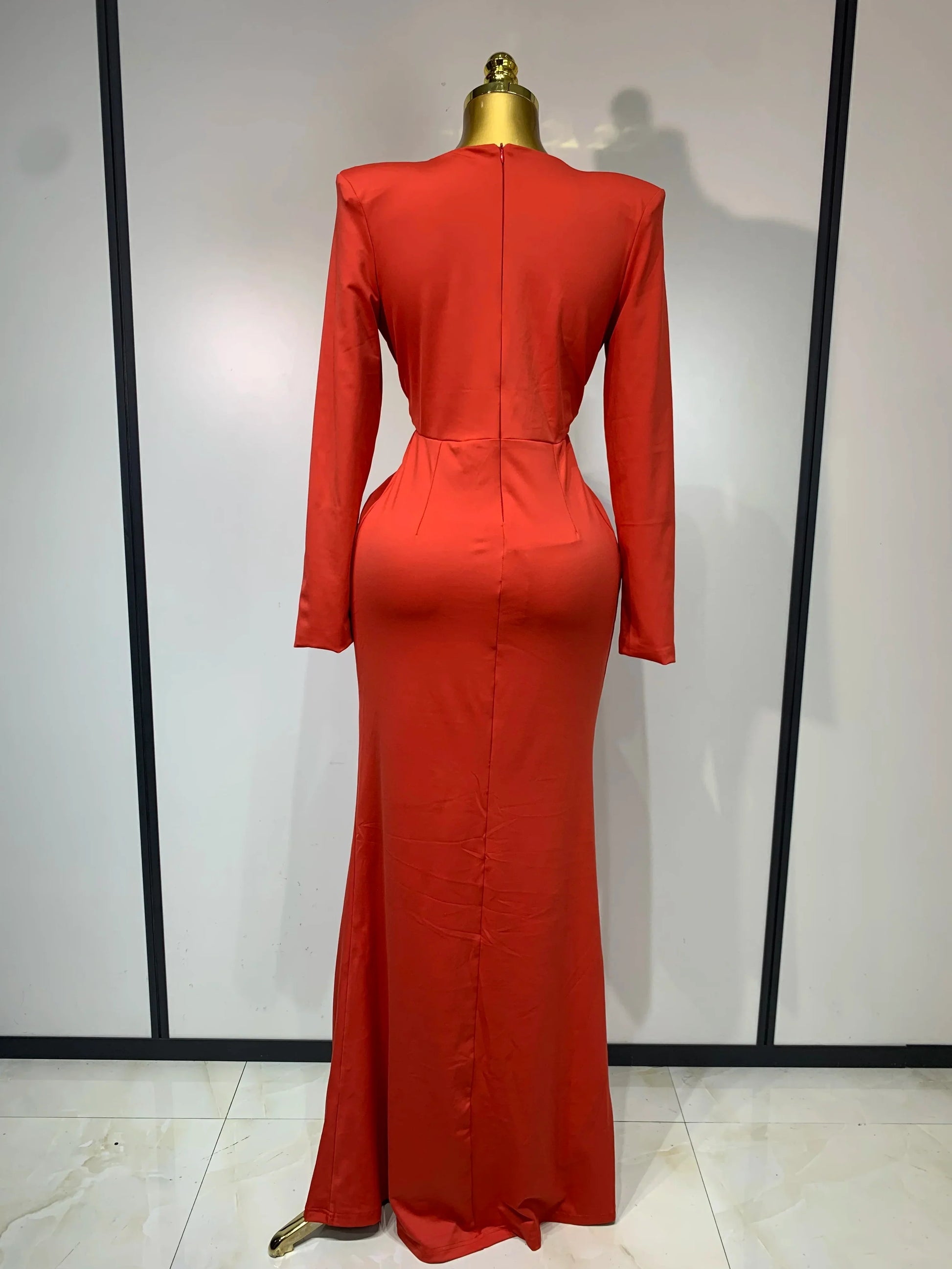 Women Sexy Deep V Neck Long Sleeves Maxi Dresses Celebrity Elegant Evening Party Luxury Birthday Wedding Guest Cocktail Gowns