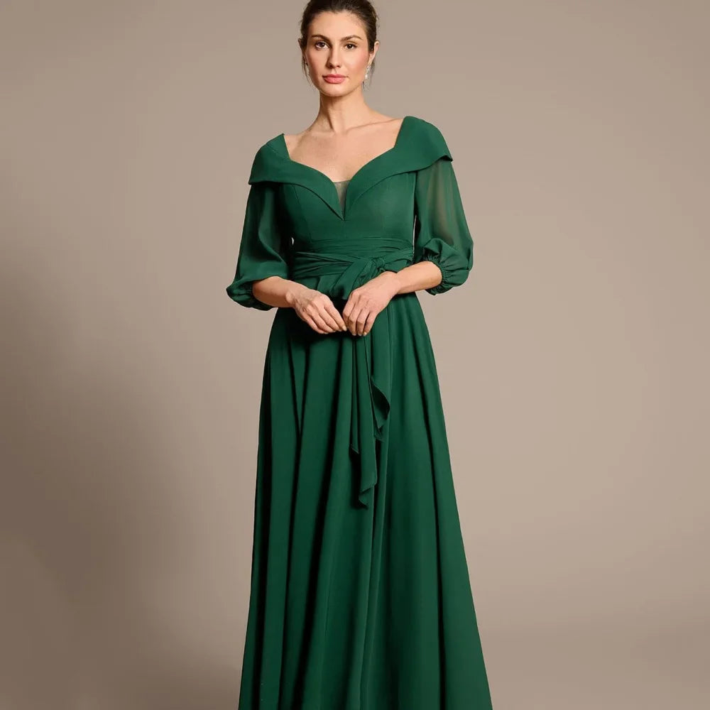 Mother Dresses Simple Customized A Line Chiffon Bride Party Dress Ankle Length Occasion Gown Elegant robes invitée mariage