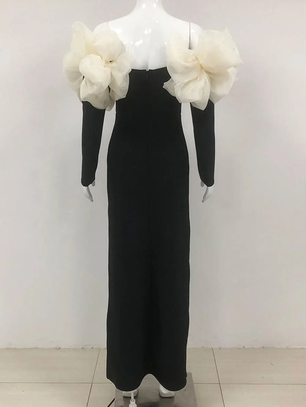 2024 Sexy Women Long Bandage Dress Fashionable Off Shoulder Chiffon Patchwork Long Sleeved Bodycon Backless Dress Party Vestidos