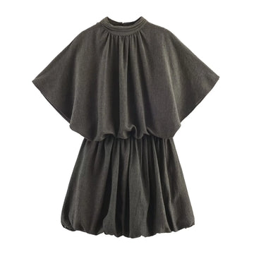 2025 Winter New Women's Clothing European and American Style Fashion Simple Leisure Balloon Edition Mini Dress