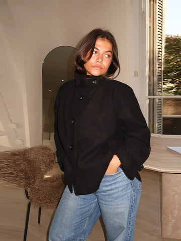 Women's Bomber Coats Stand Collar Jackets New Female Long Sleeves Single Breasted Spring Autumn Warm Coat Office Lady Outerwears
