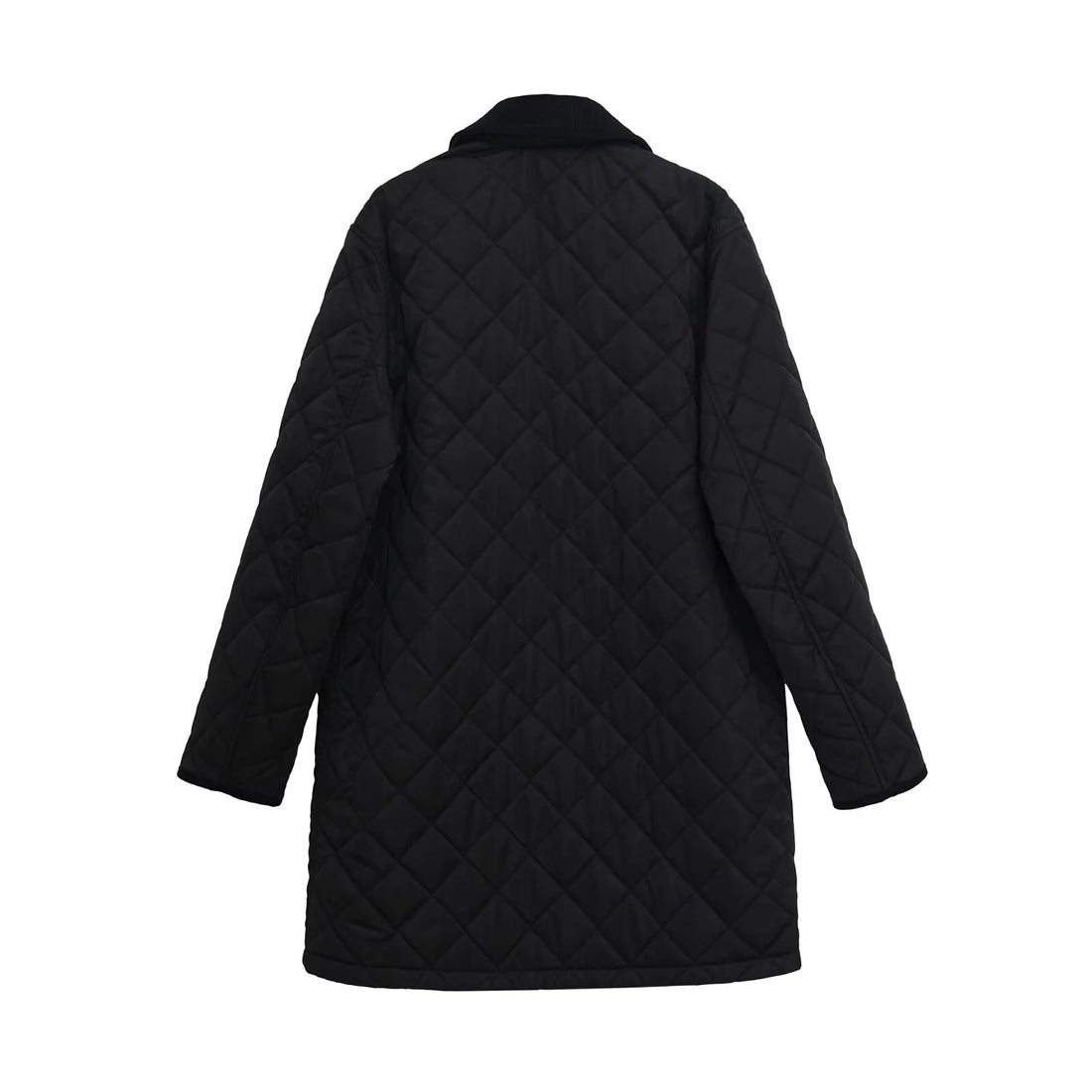 European and American style 2025 winter new women's clothing diamond patterned corduroy collar long coat cotton jacket