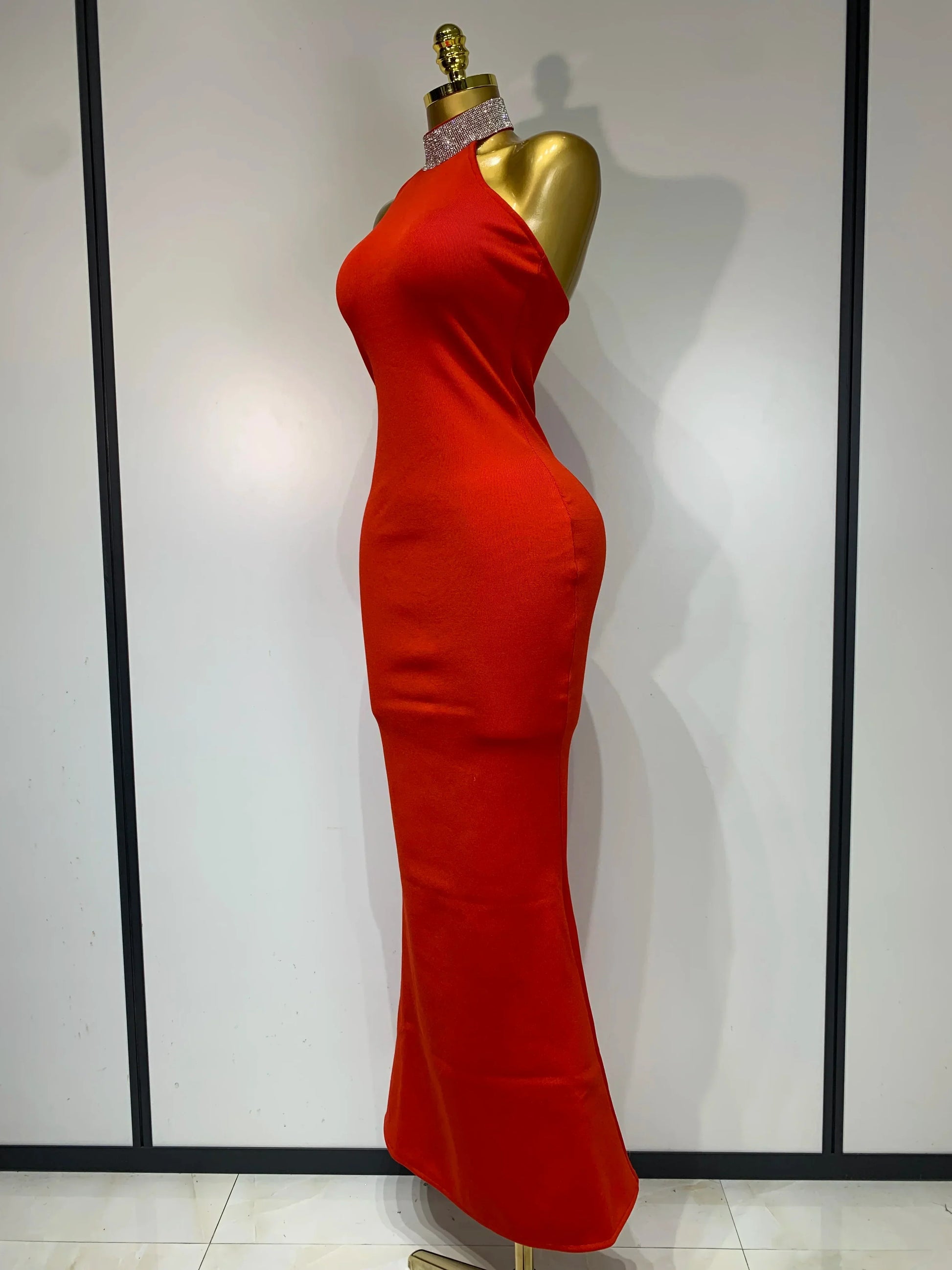 Luxury Birthday Bandage Dress Women Elegant Red Halter Backless Celebrity Evening Party Wedding Gowns Club Gala Dresses