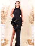 New Arrival Women Sleeveless Sexy O-Neck Florals Bodycon Bandage Long Dress Celebrate Evening Party Nightclub Birthday Dress