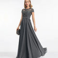 Formal Customized Elegant Mother of Dresses Short Sleeve Evening Gowns Applique A Line Bride Party Dress robes invitée mariage