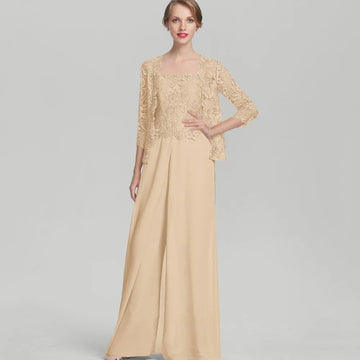 Mother Dresses Vintage Customized Jumpsuit Lace Bride Party Dress Tank Formal Occasion Gown Applique robes invitée mariage Champagne