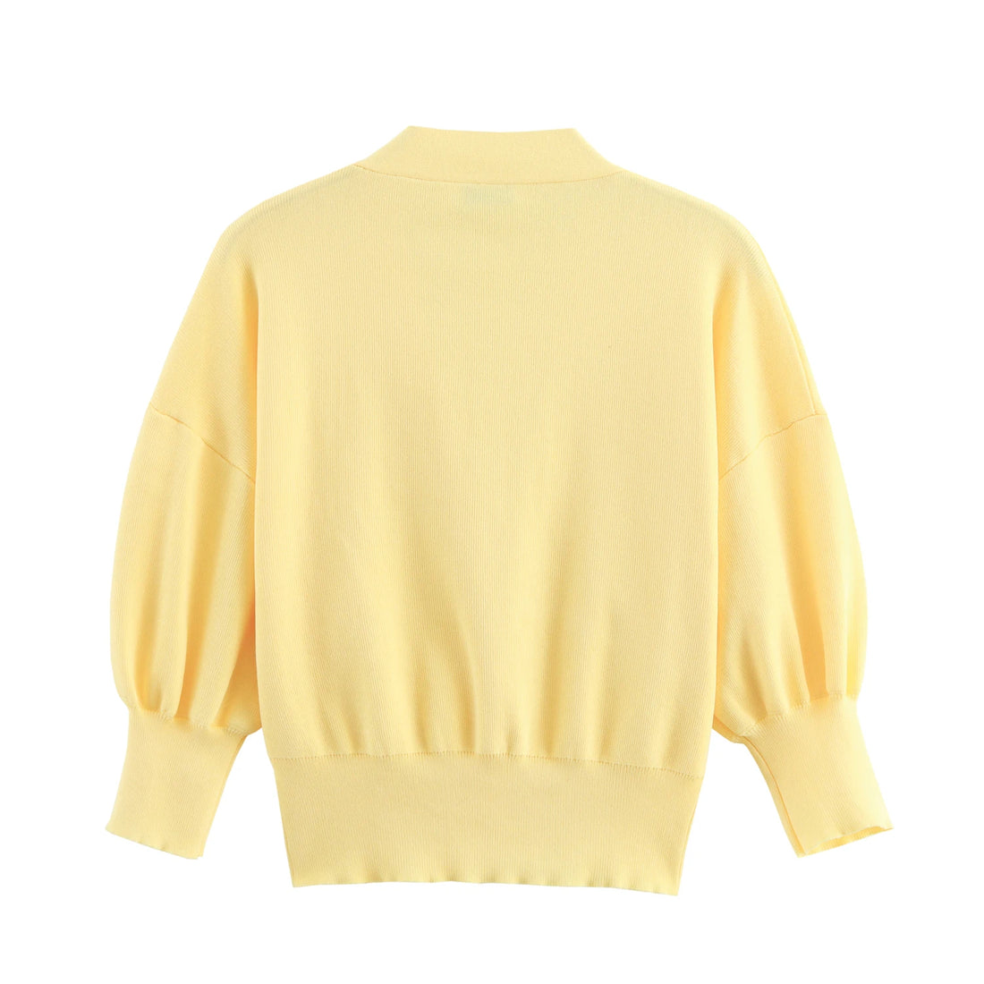 Autumn New Product Women's Flower Button Decoration Mid Sleeve V-neck Flat Needle Open Knitted Casual Coat