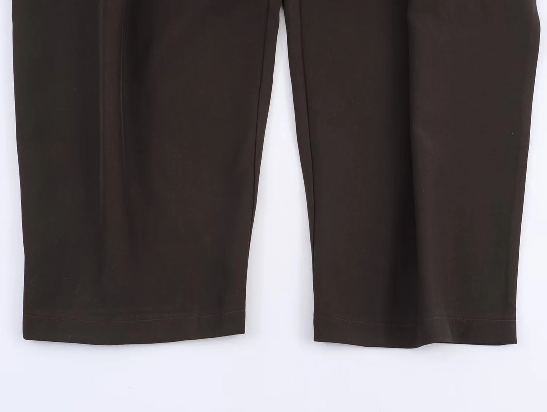 European and American style 2025 winter new product women's loose double breasted suit jacket mid waist pants set