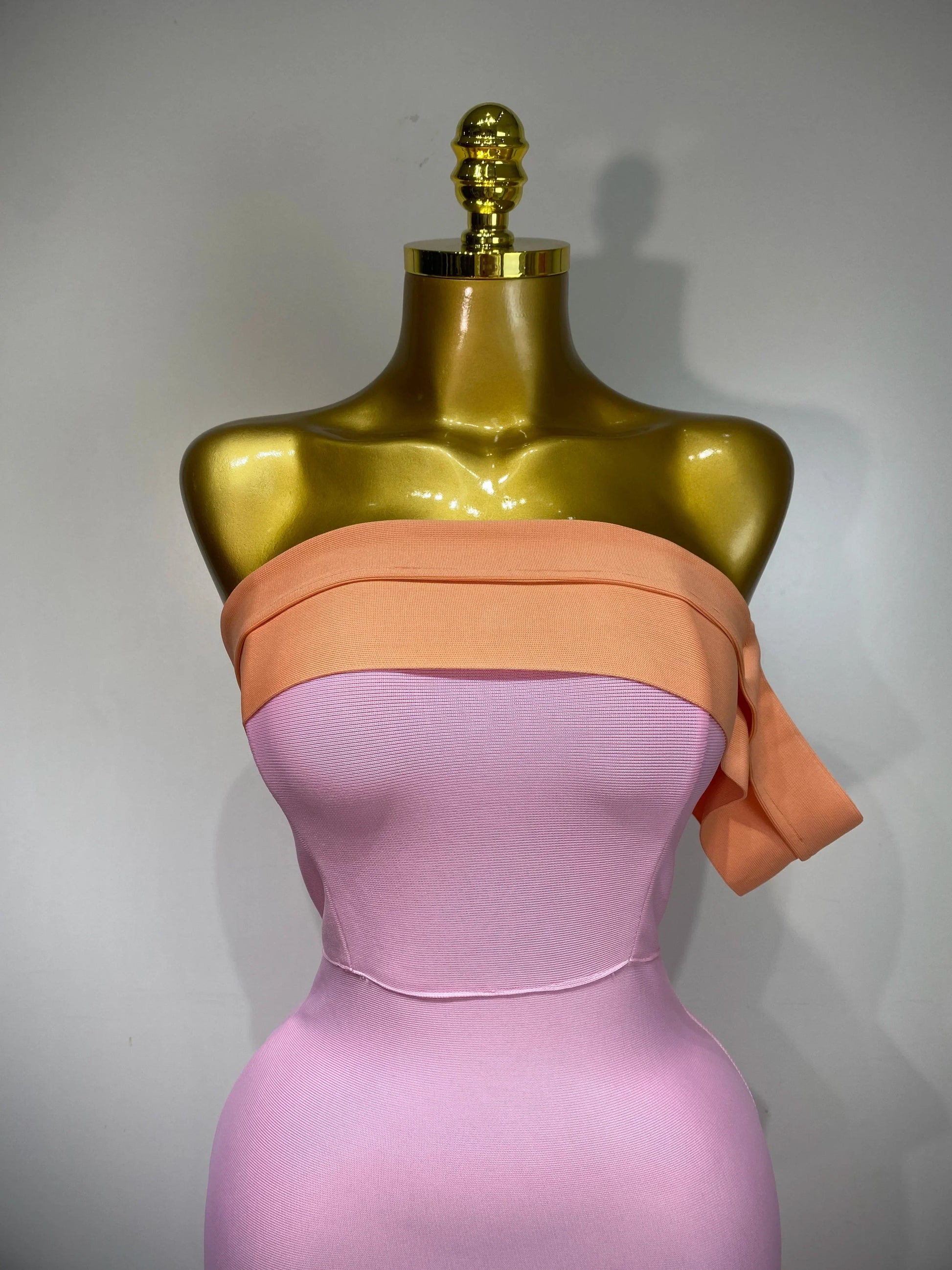 Women Sexy One Shoulder Color Block Bodycon Bandage Dress Celebrity Elegant Evening Club Luxury Birthday Party Outfit