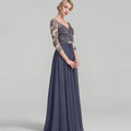 Mother Of The Bride Dress - V Neck Crystal Evening Gowns Elegant A Line Bride Party Dress Lace robes invitée mariage
