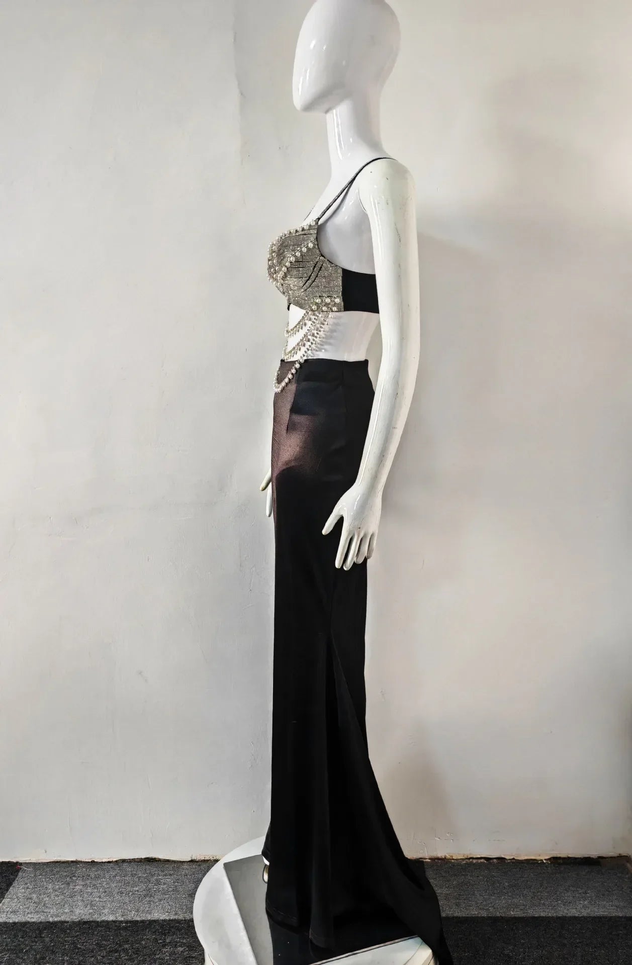 New Summer Women Sexy Shinning Crystal Tops 2 Pieces Bodycon Long Dress Elegant Evening Birthday Party Cocktail Outfit