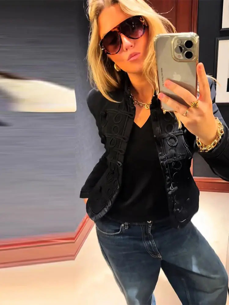 Women's Coats Stand Collar Button Blazer Street Female Long Sleeve Single Breasted Slim Jackets Early Spring New Ladies Clubwear