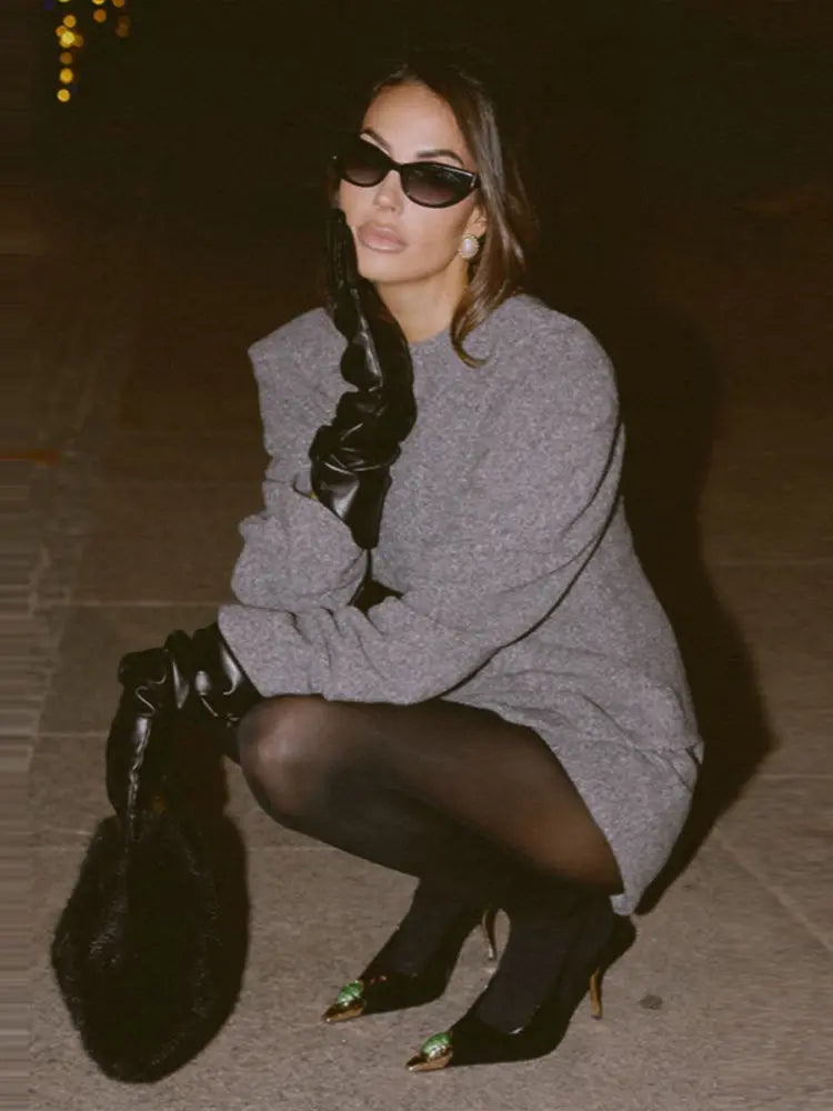 Women's 2 Pcs Suits Woolen O-neck Irregular Hem Short Jacket Shorts Sets Early Spring Female Long Sleeve Zipper Bomber Coats New