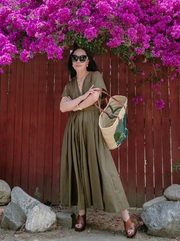 Deep V Flying Sleeve Lace Up Long Dress Women Elegant Solid Waist Cinching Pleat Evening Dresses Chic Ladies Commuting Vestidos