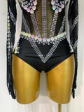 Women Sexy Sparkly Rhinestone Bodysuit Evening Party Dance Show Birthday Nightclub Halloween Costume Stage Performance Outfit