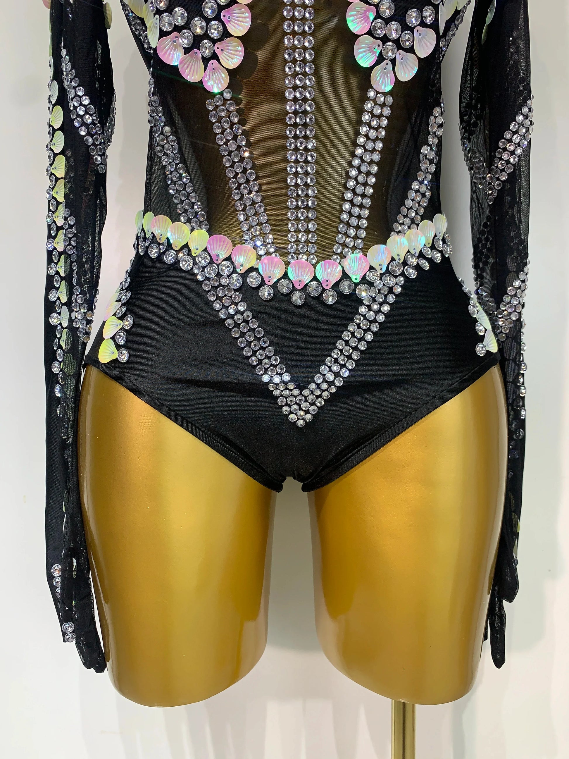 Women Sexy Sparkly Rhinestone Bodysuit Evening Party Dance Show Birthday Nightclub Halloween Costume Stage Performance Outfit