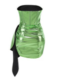 Women Sexy Strapless Shinning Leather Bodycon Mini Draped Dress Celebrate Nightclub Party Chiristmas Bar Singer Wear