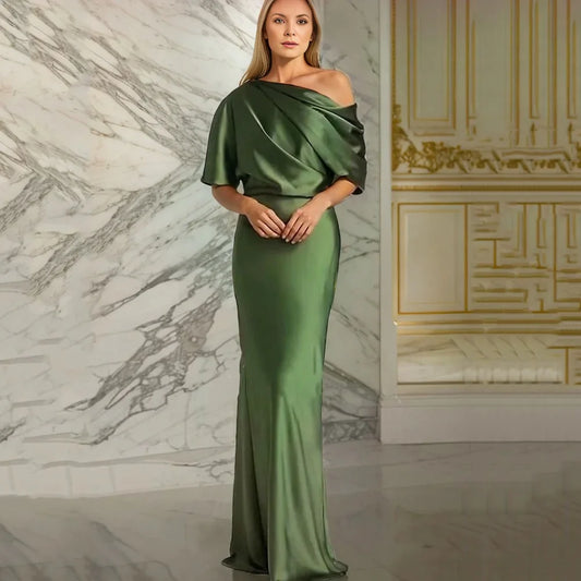 Mother Of The Bride Dress - Customized Elegant Simple Mother Dresses For Bride Mermaid Wedding Party Gowns One Shoulder Formal Occasion Bridal Dress picture color