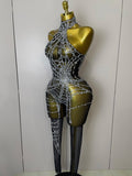 Women Sparkly Diamond Sexy Mesh Jumpsuit Nightclub Bar Party Show Gogo Dancer Clothing Drag Queen Outfit Stage Costume