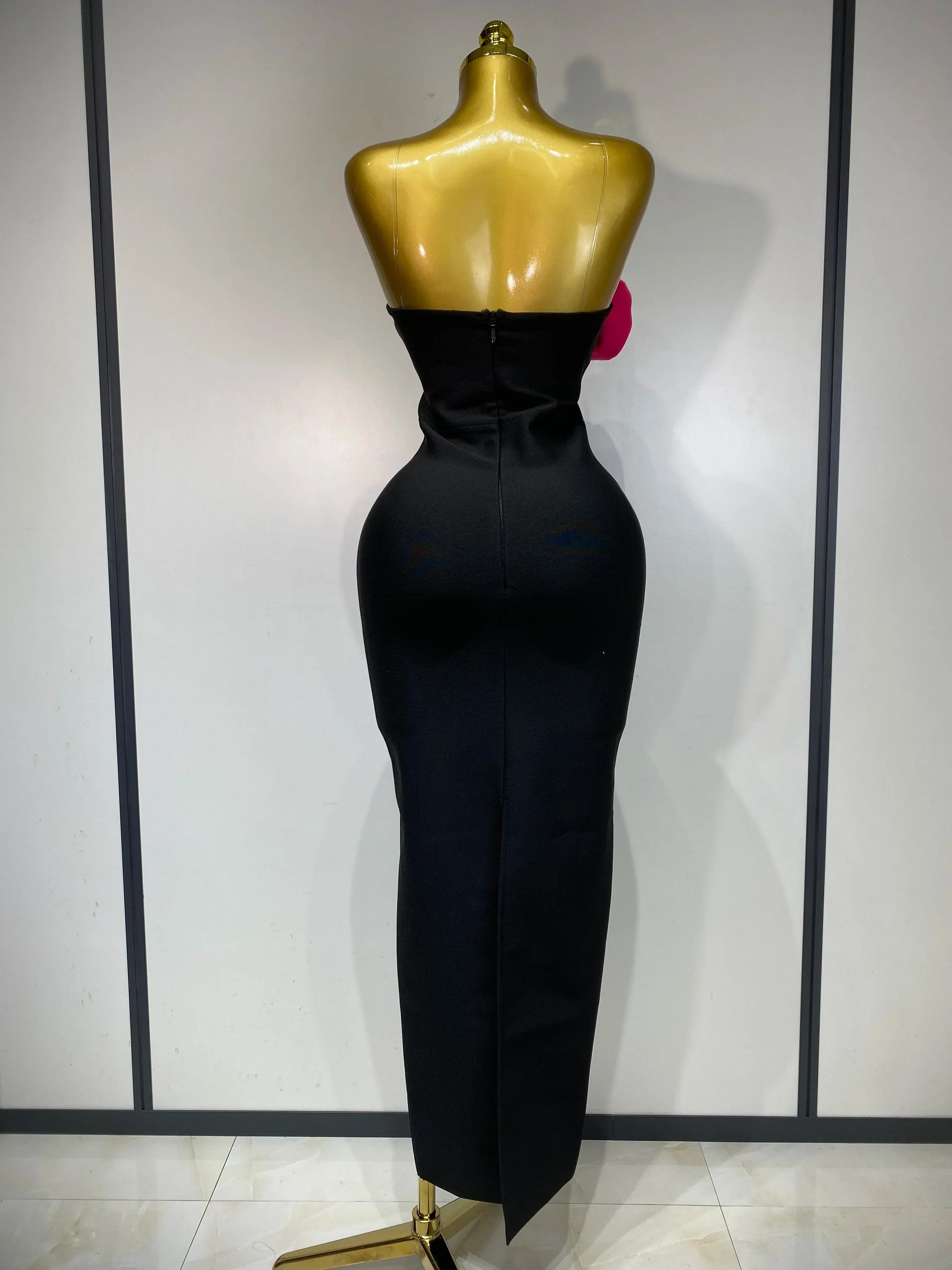 Women Sexy Strapless Backless Flower Patchwork Maxi Long Bandage Dress Elegant Evening Club Luxury Birthday Party Dresses