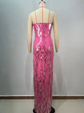2025 Women'S Light Luxury Sequin Design Long Dress Strapless Sleeveless Bodycon Backless Sexy Maxi Dress Evening Party Vestidos