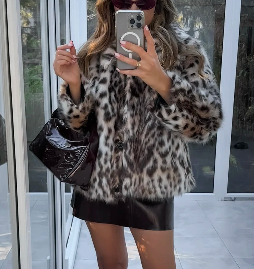 European And American Style Foreign Trade Women's Clothing New Fashion Versatile Long Sleeved Faux Fur Effect Jacket Jacket