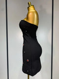 Women Sexy Strapless Colorful Crystal Bodycon Mini Bandage Dress Spring Elegant Party Celebrate Birthday Outfit