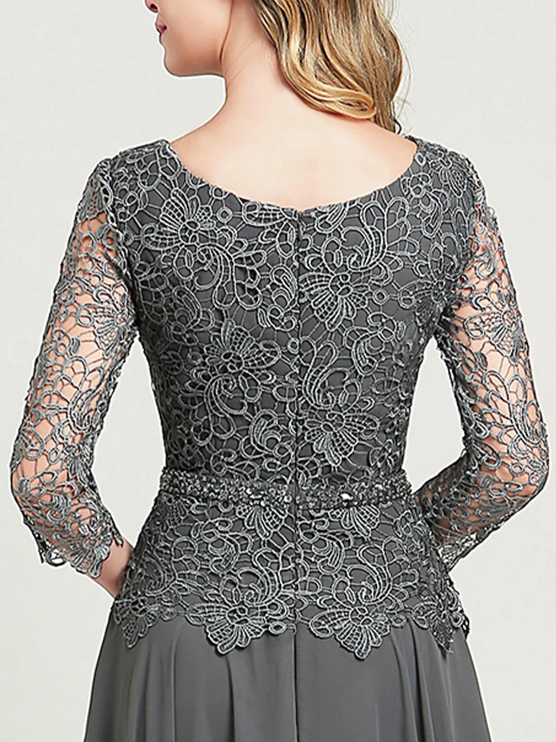 Mother Of The Bride Dress - Elegant A-Line Evening Dress Scoop Neck Chiffon Floor-Length Sequins Lace Beading Mother of the Bride Dress 2025 Free Customized