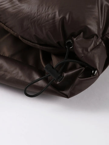 Women's Bomber Jacket Large Pocket Oversized Hooded Padded Jackets Casual Female Lantern Sleeve Autumn Coats New Lady Outerwears